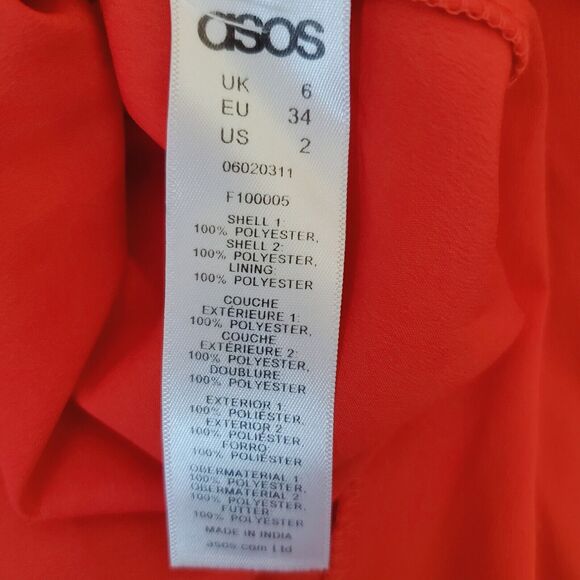 ASOS Dress Womens Petite Size 2 Red Floral Mesh Insert Fit and Flare Midi New - Picture 13 of 14